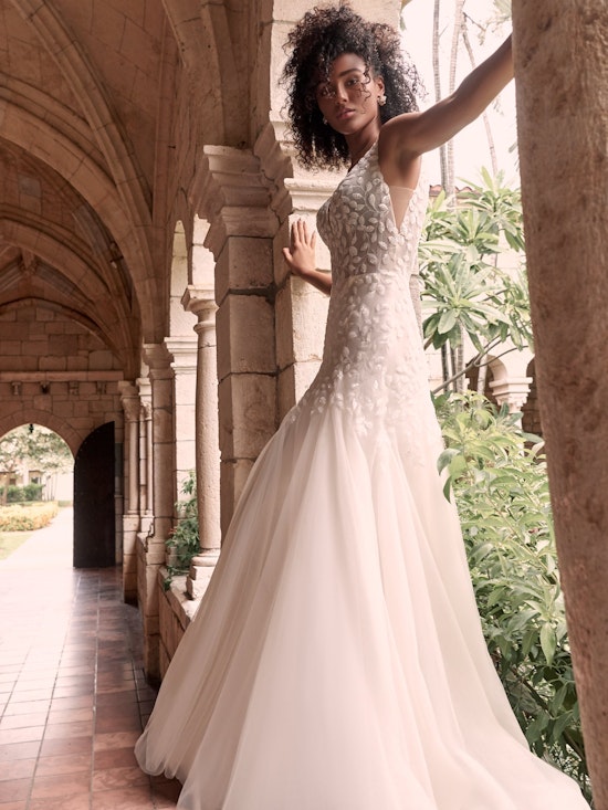 Maggie Sottero Geneva Nature-inspired lace fit-and-flare wedding dress with shimmery motifs 21MZ401 Alt11