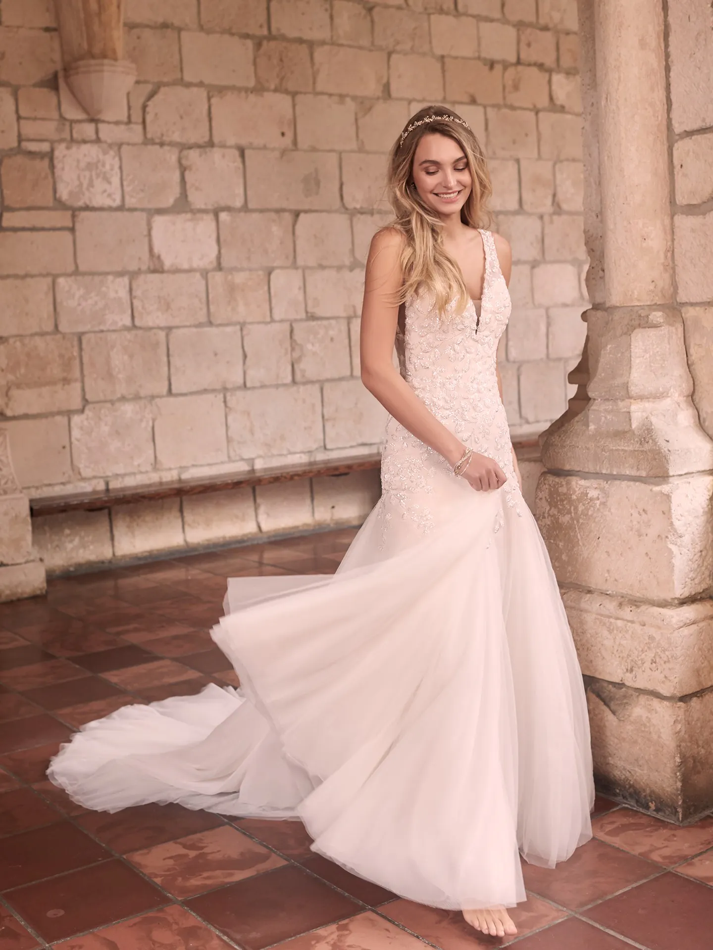 Maggie Sottero Geneva Nature-inspired lace fit-and-flare wedding dress with shimmery motifs 21MZ401 Alt12