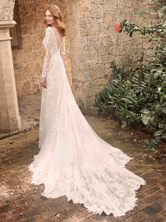 Maggie Sottero Johanna Illusion lace sleeve A-line wedding gown inspired by modern royalty 21MS349 Alt11