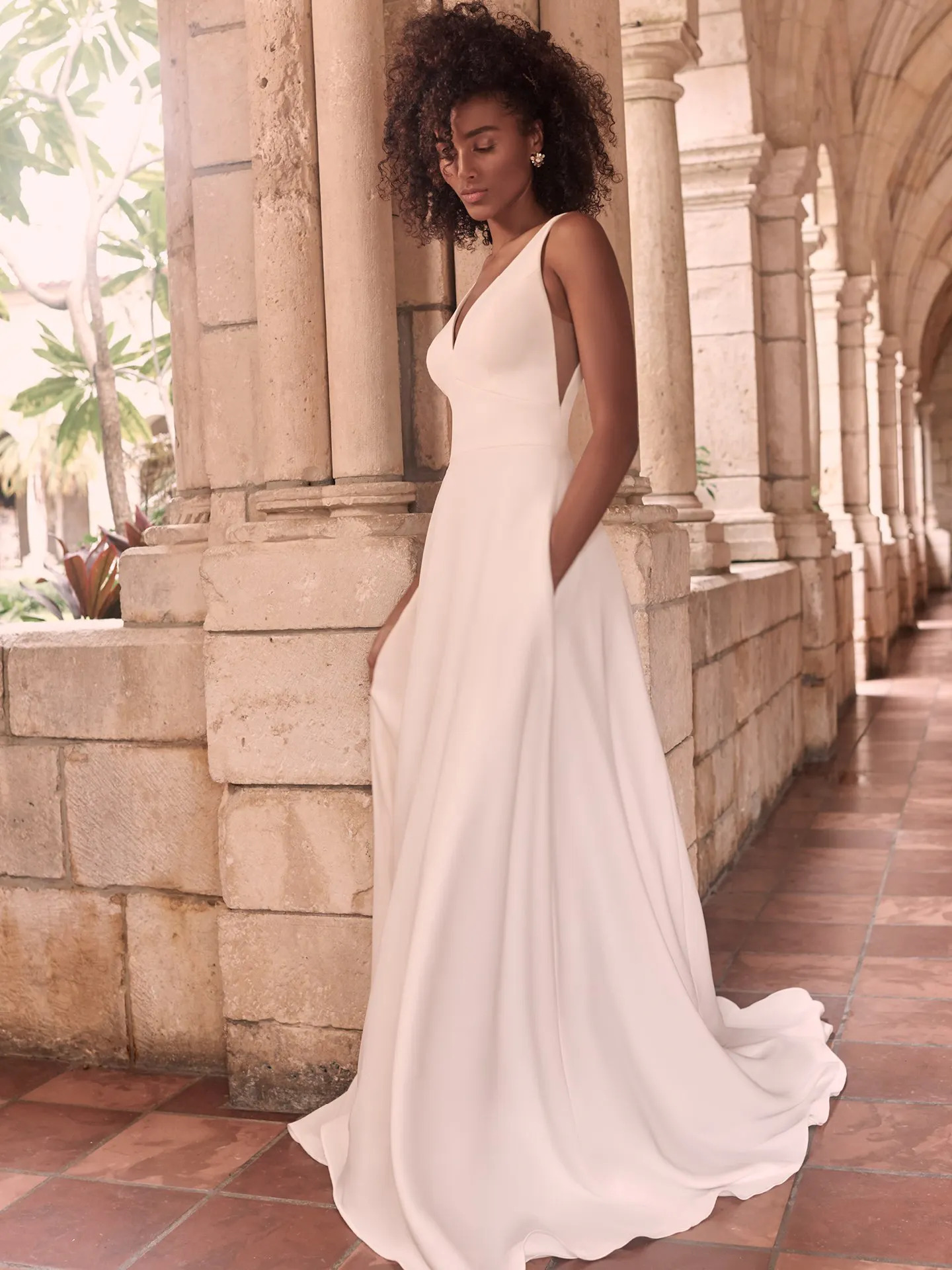 Maggie Sottero Josephine-Lynette Plus Size Chic and modern minimalist crepe A-line wedding dress 21MW374B Alt7