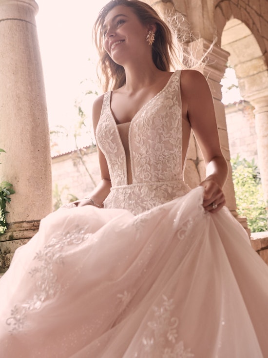 Maggie Sottero Leticia-Lynette Plus Size Romantic A-line bridal gown with a soft and feminine skirt 21MK394B Alt5