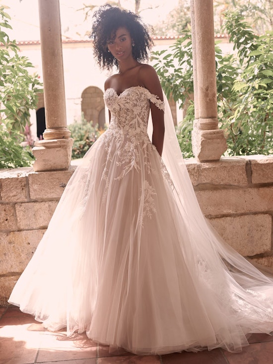 Maggie Sottero Orlanda Strapless floral princess wedding dress with an illusion lace bodice 21MW359 Alt7