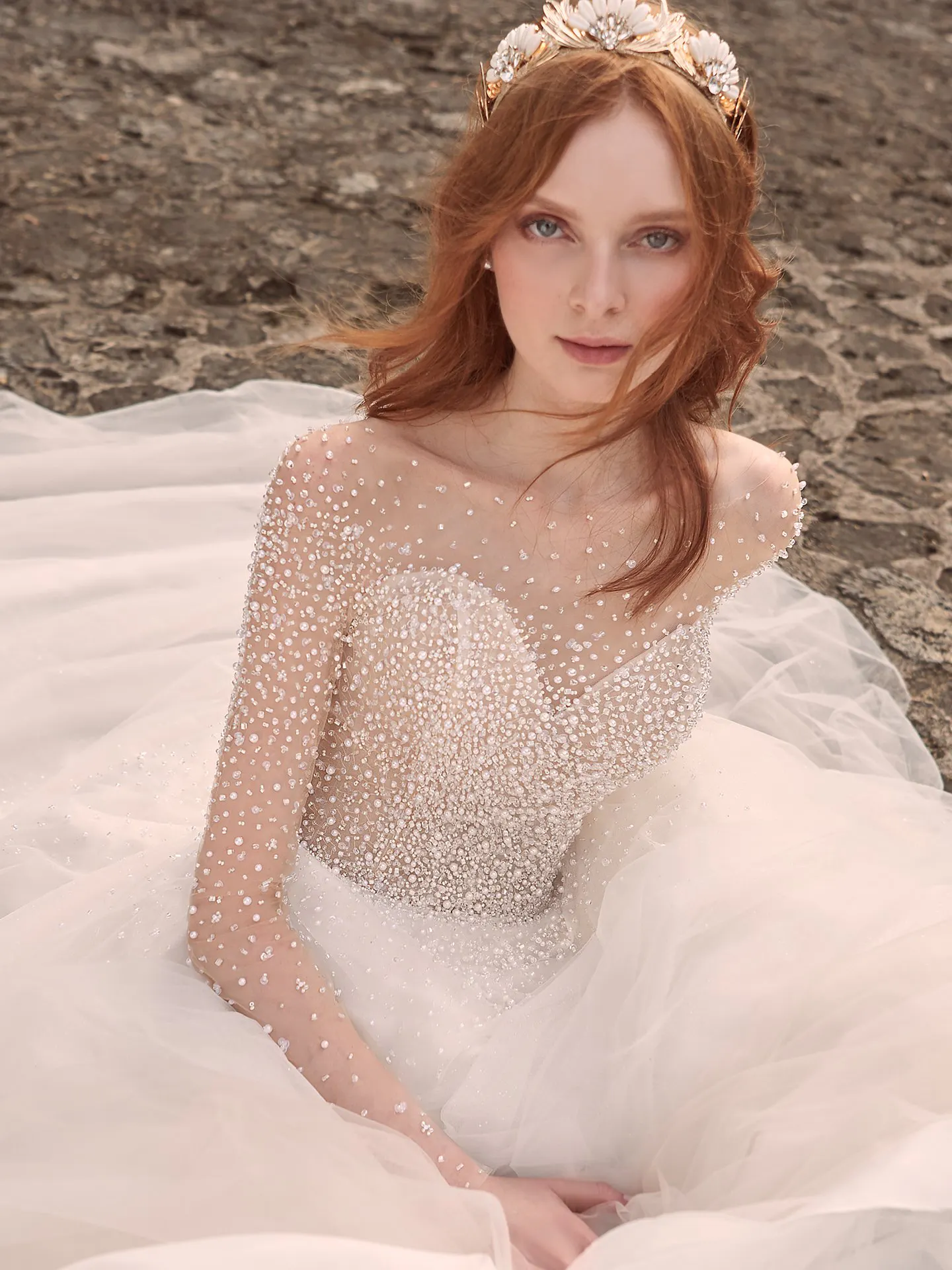 Maggie Sottero Rosette Pearl long sleeve ball gown wedding dress with exquisite beading 21MS356 Alt7