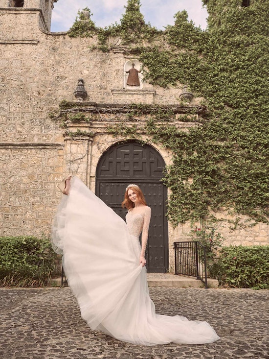Maggie Sottero Rosette Pearl long sleeve ball gown wedding dress with exquisite beading 21MS356 Alt8