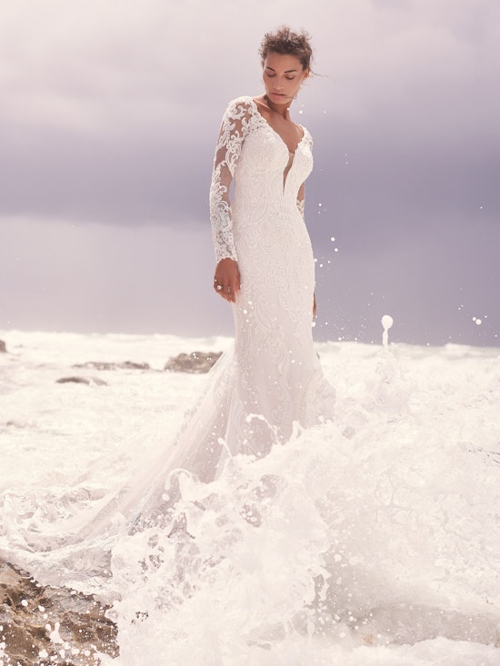 Sottero and Midgley Hamilton-Lynette Plus Size Elegant plus-size sheath wedding dress with detachable lace sleeves 21SS355B Alt6