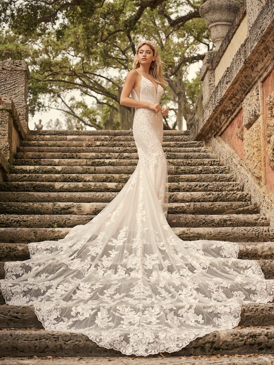 Sexy Lace Fit-and-Flare Wedding Dress with Super Low Back Detail