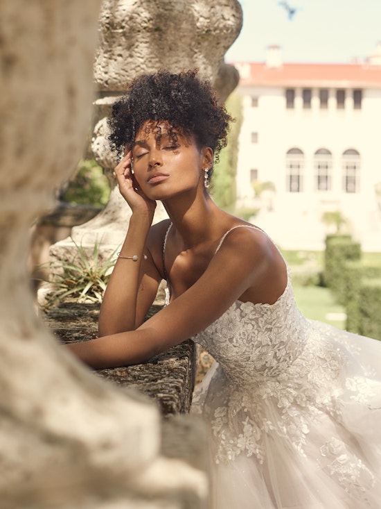 Bride Wore Sheer Corset Wedding Dress With Thigh-High Slit