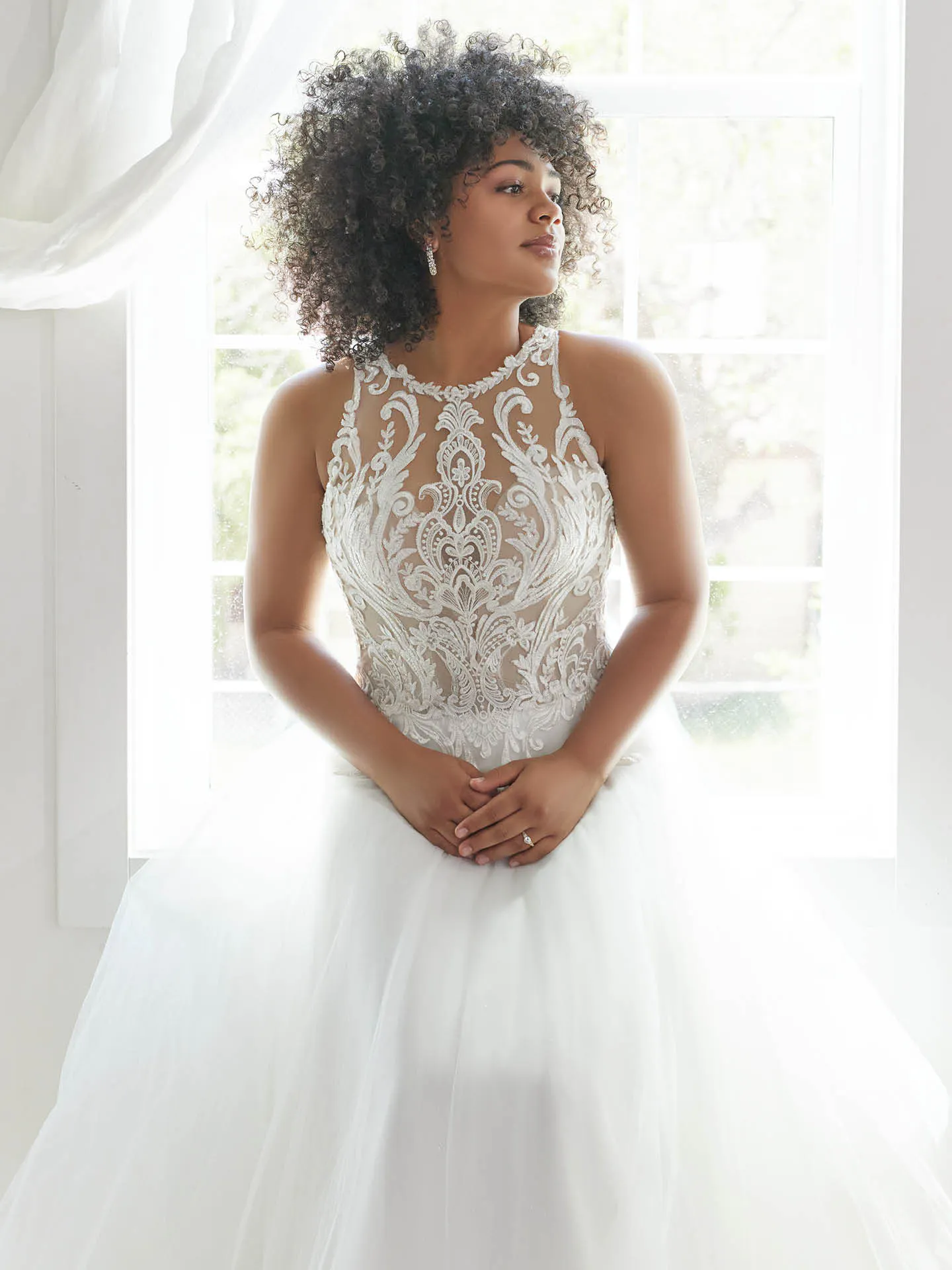Ardelle Illusion Lace and Tulle Boho Wedding Dress by Rebecca Ingram