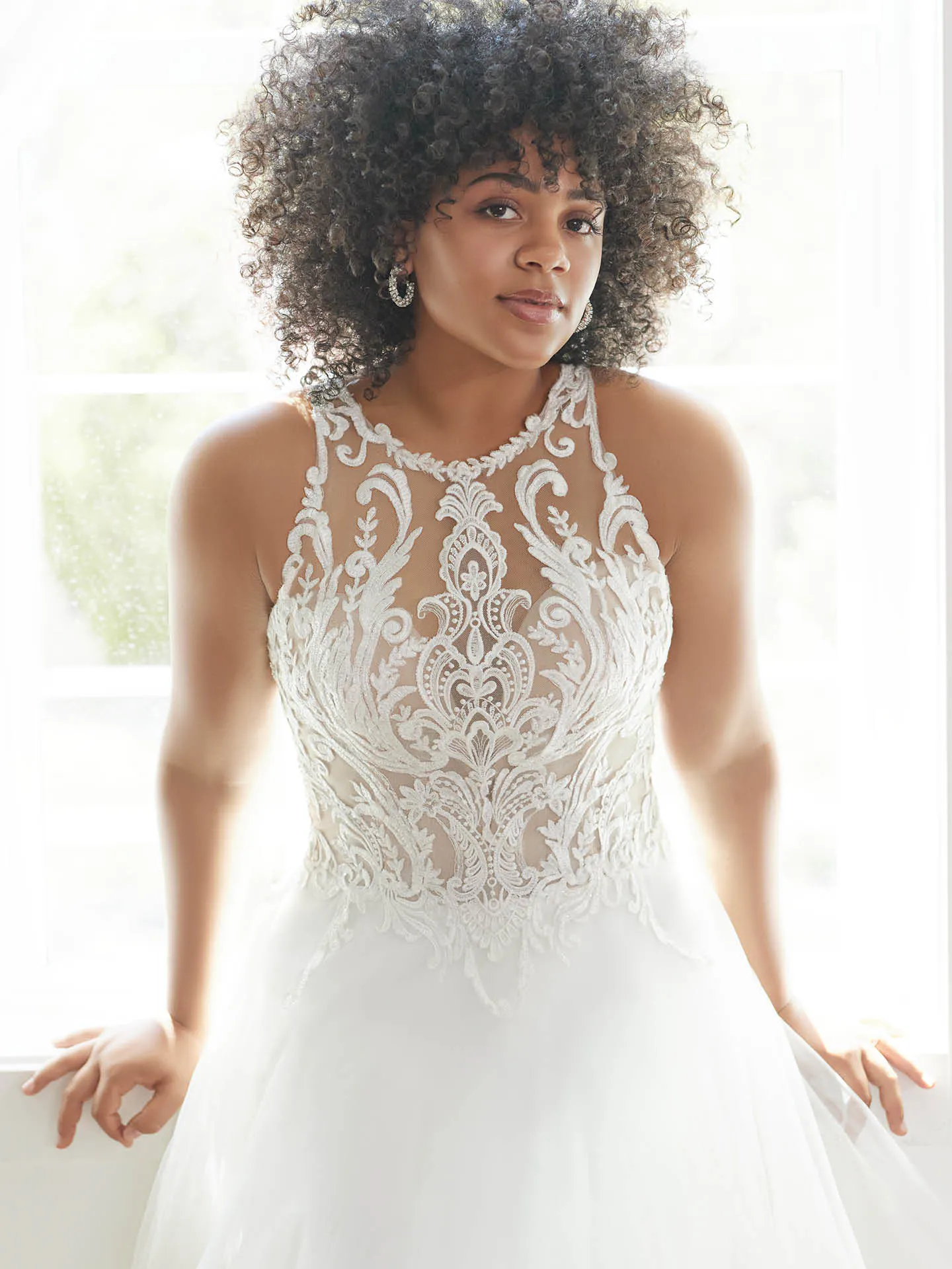 Ardelle Illusion Lace and Tulle Boho Wedding Dress by Rebecca Ingram