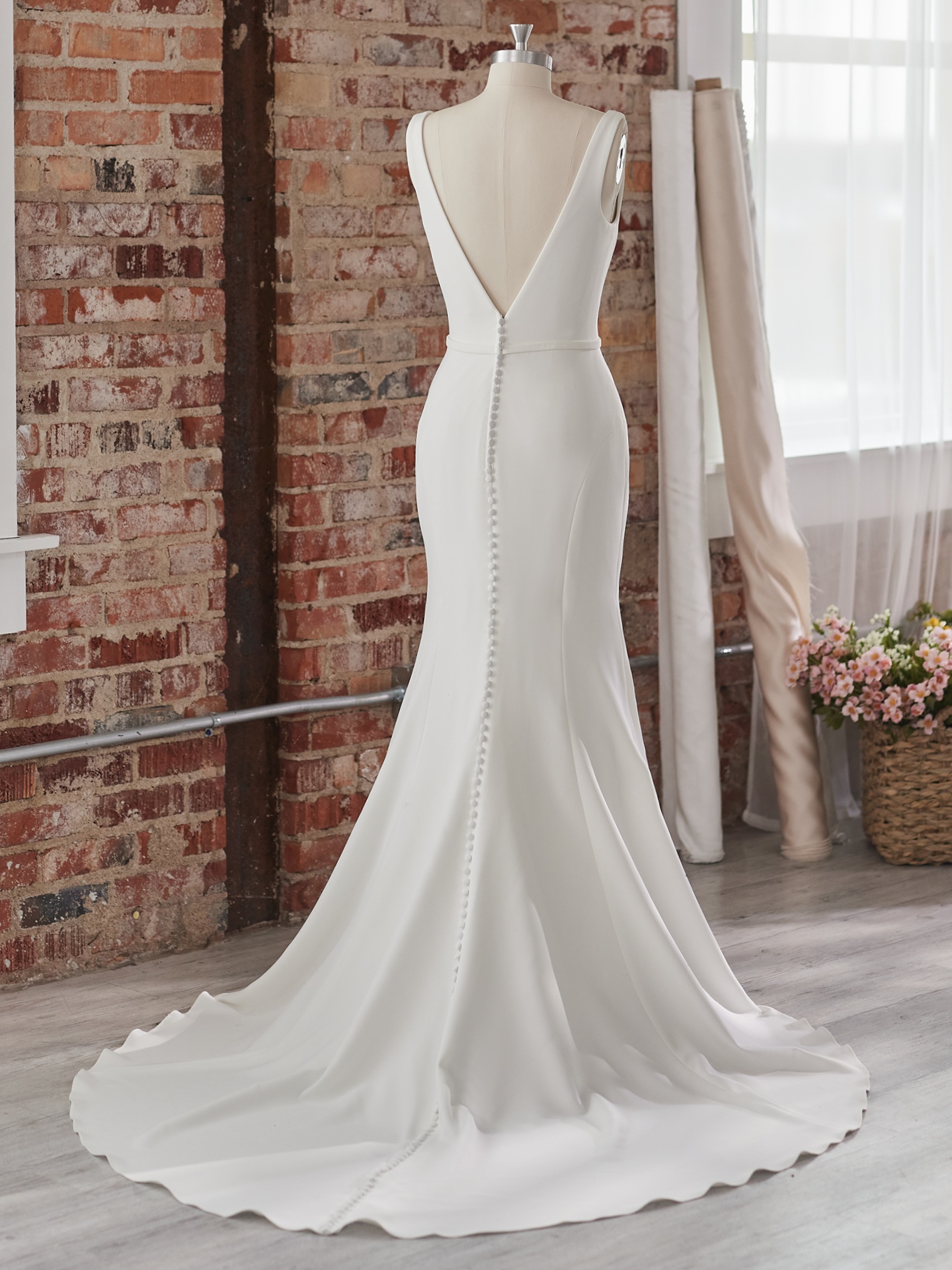Theodora Stunning Simple V-neck Wedding Dress | Rebecca Ingram