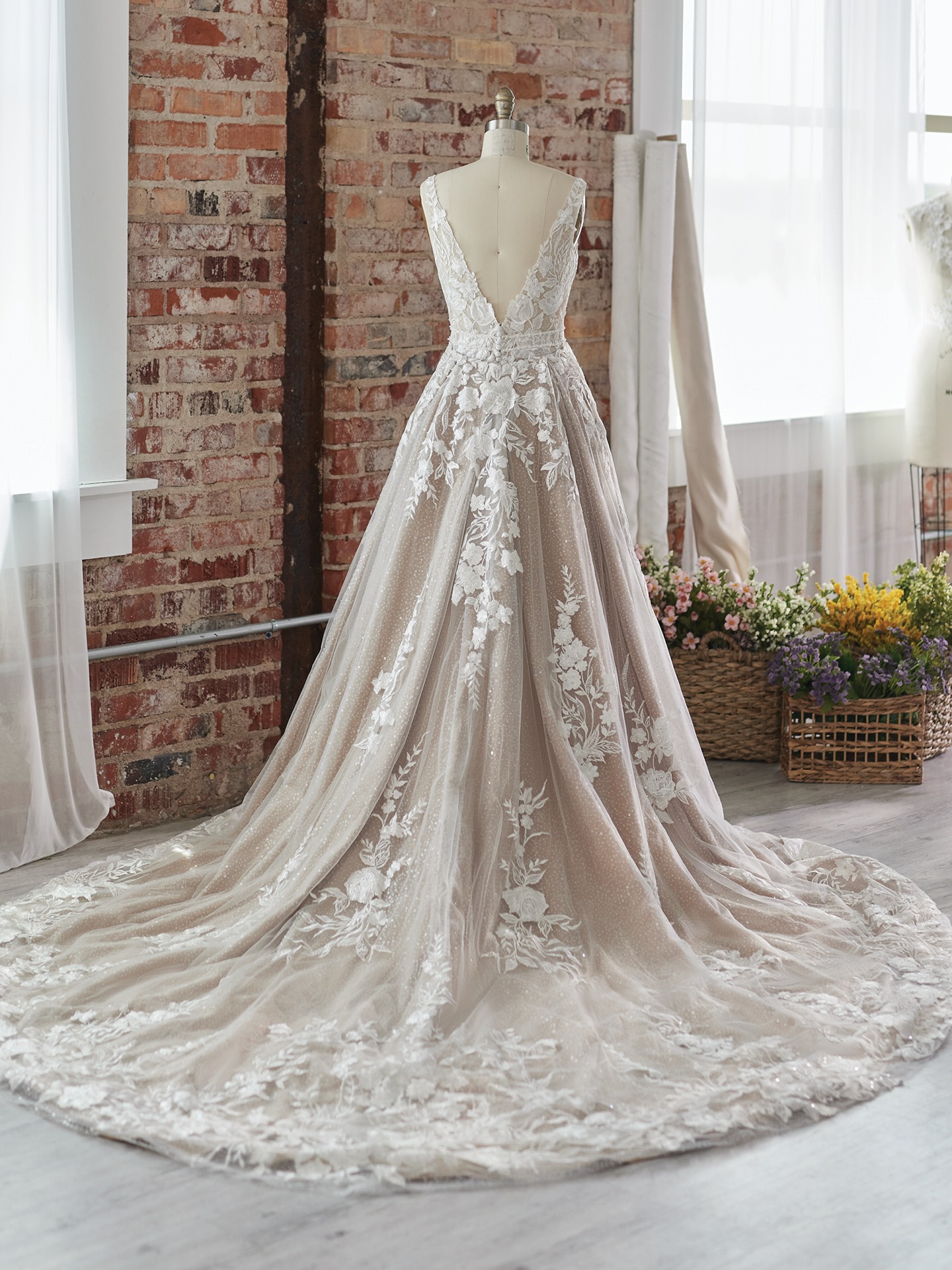 Beaded tulle wedding on sale dress