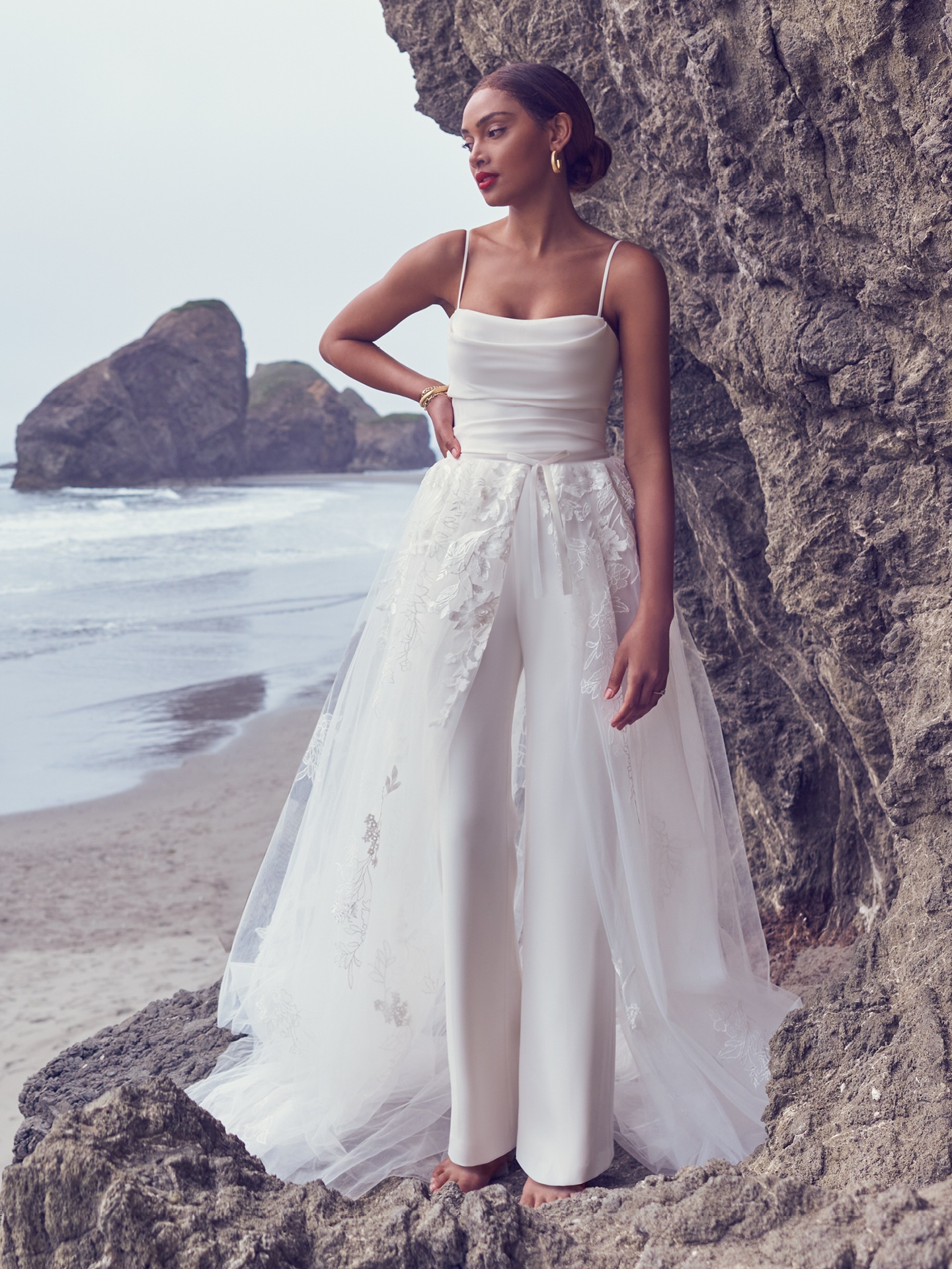 Short wedding dress with on sale overskirt