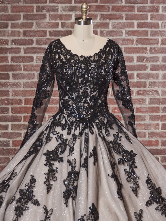 Looking For Inspiration Pics -- Black Lace Wedding Gown with Sleeves 4