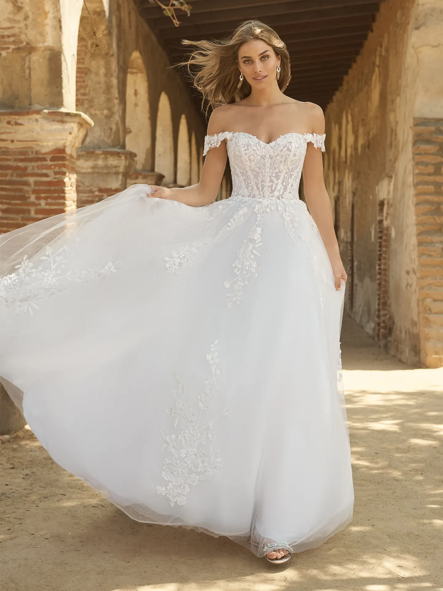 Maggie Sottero Harlem off-the-shoulder gown front view