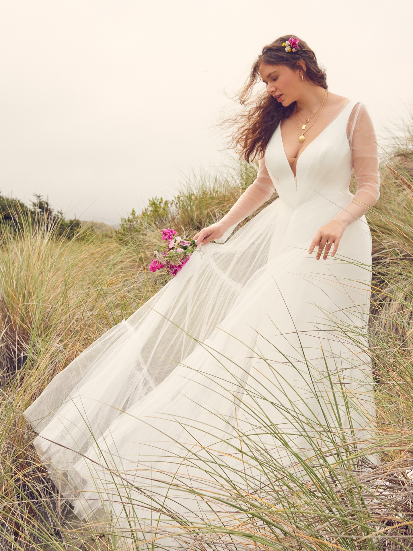 Theodora Stunning Simple V-neck Wedding Dress | Rebecca Ingram