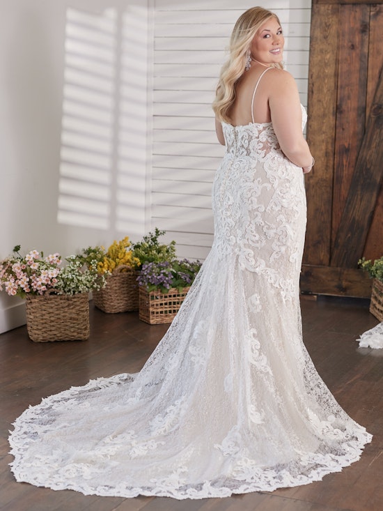 Maggie Sottero Lace sheath Wedding Dress Curve Tuscany Lynette 8MS794MC Alt6