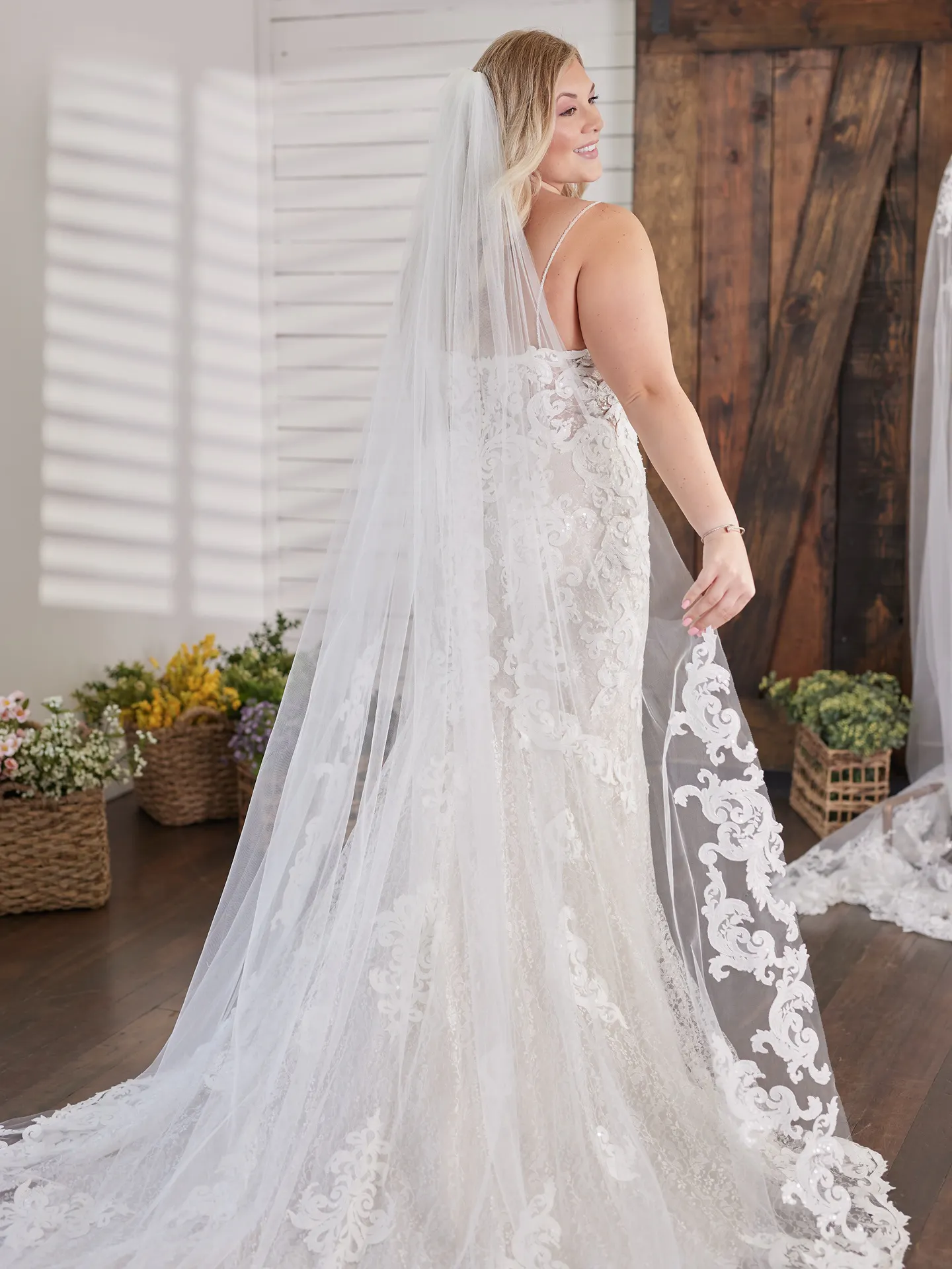 Maggie Sottero Lace sheath Wedding Dress Curve Tuscany Lynette 8MS794MC Alt9