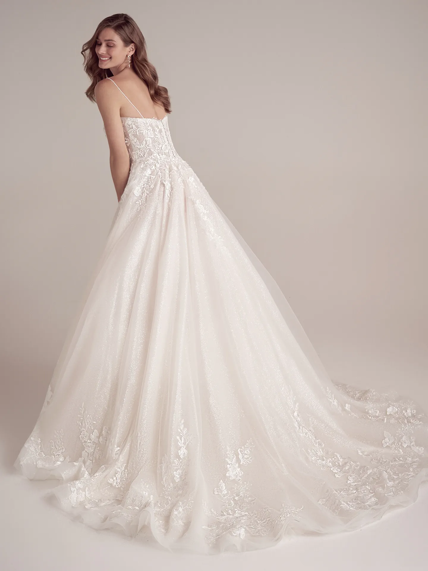 Casey sparkly ballgown wedding dress back view Maggie Sottero