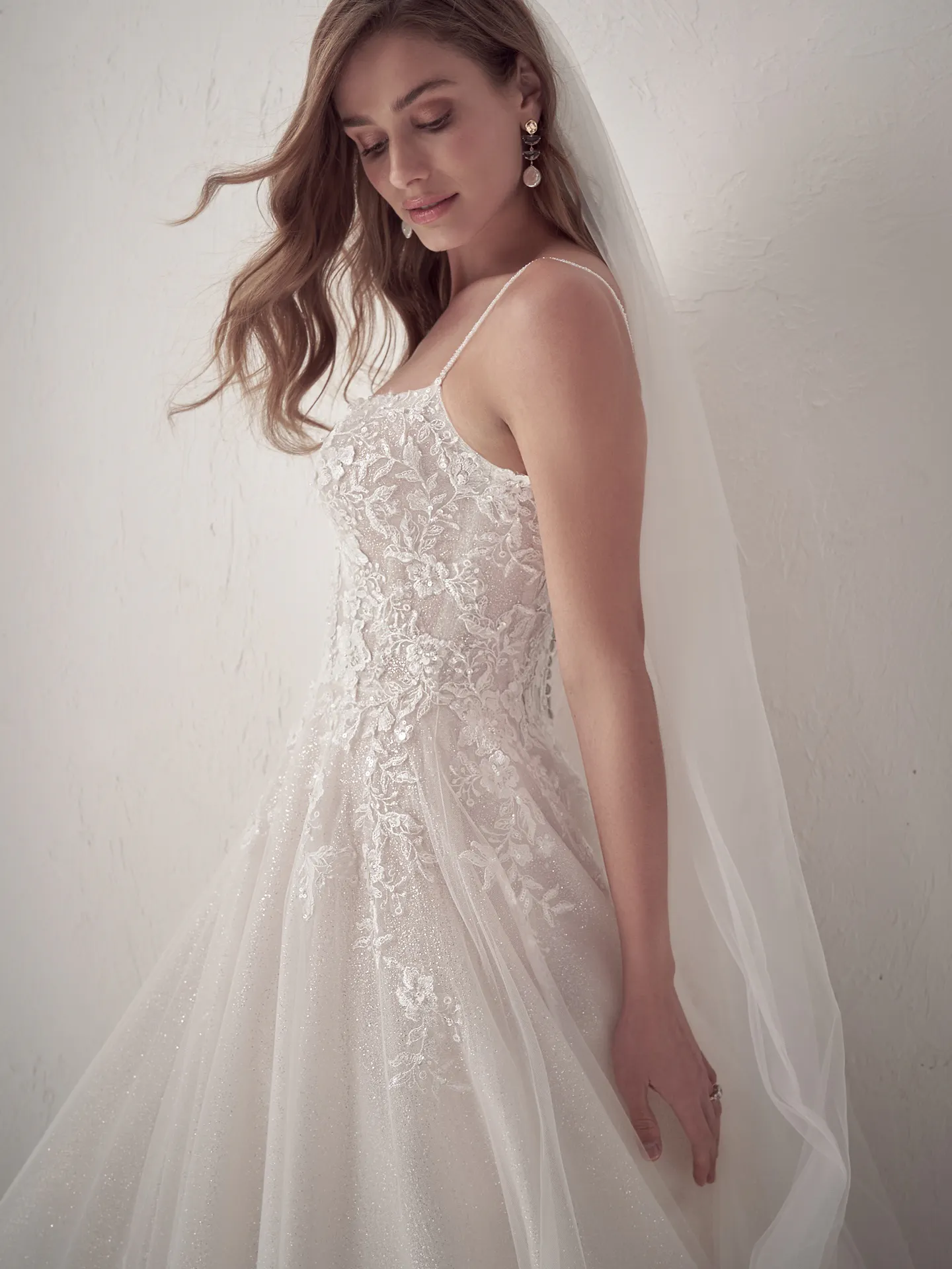 Casey sparkly ballgown side view with lace details Maggie Sottero