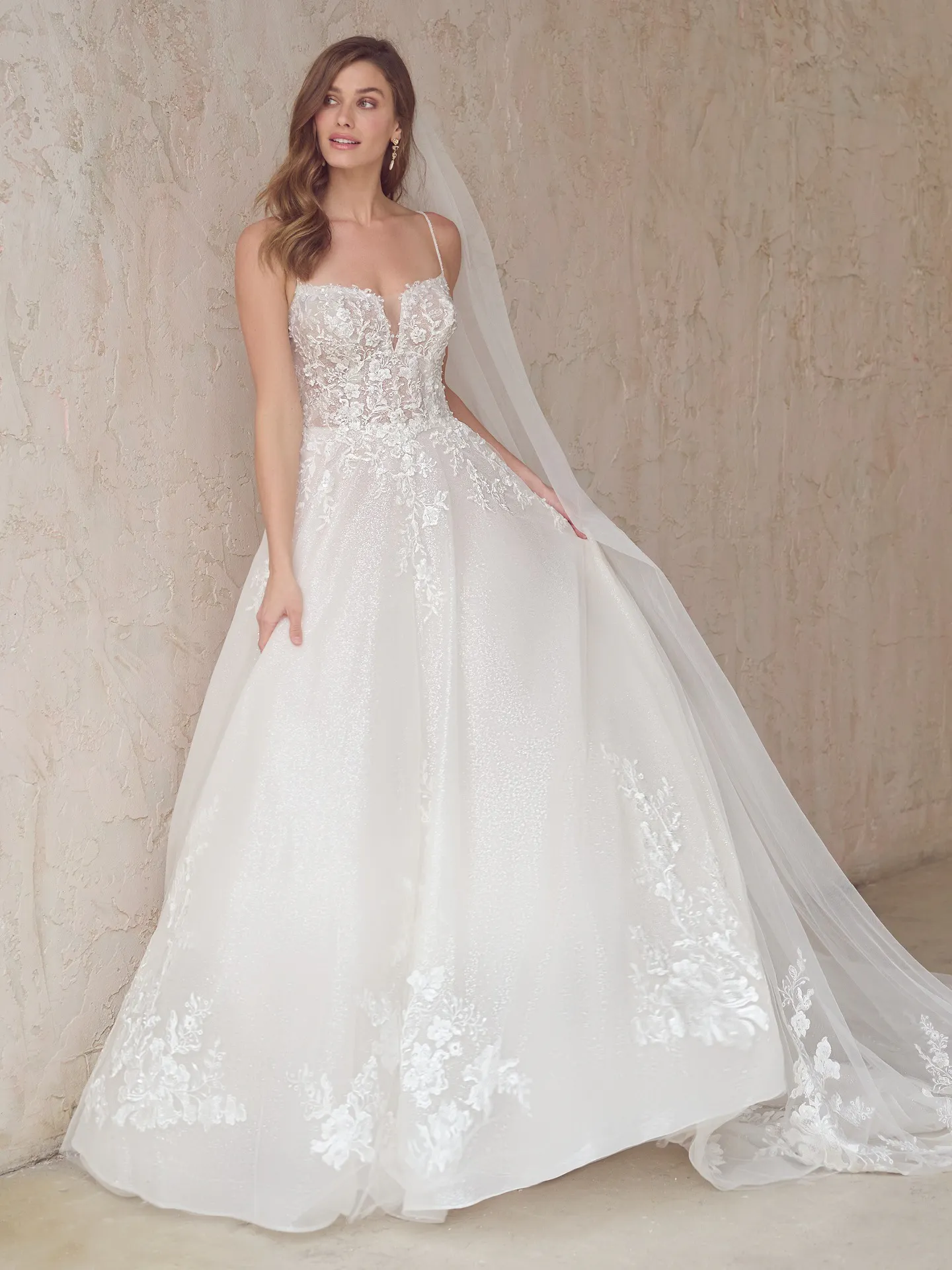 Maggie Sottero Casey sparkly ballgown front view