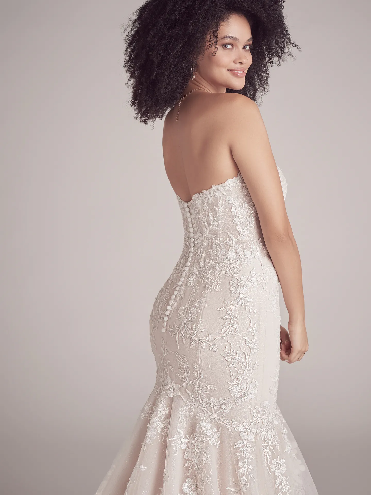 Lennon floral beaded mermaid gown back view Maggie Sottero