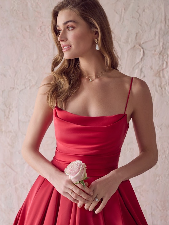 Scarlet Sophisticated Scarlet Satin A-Line Bridal Gown