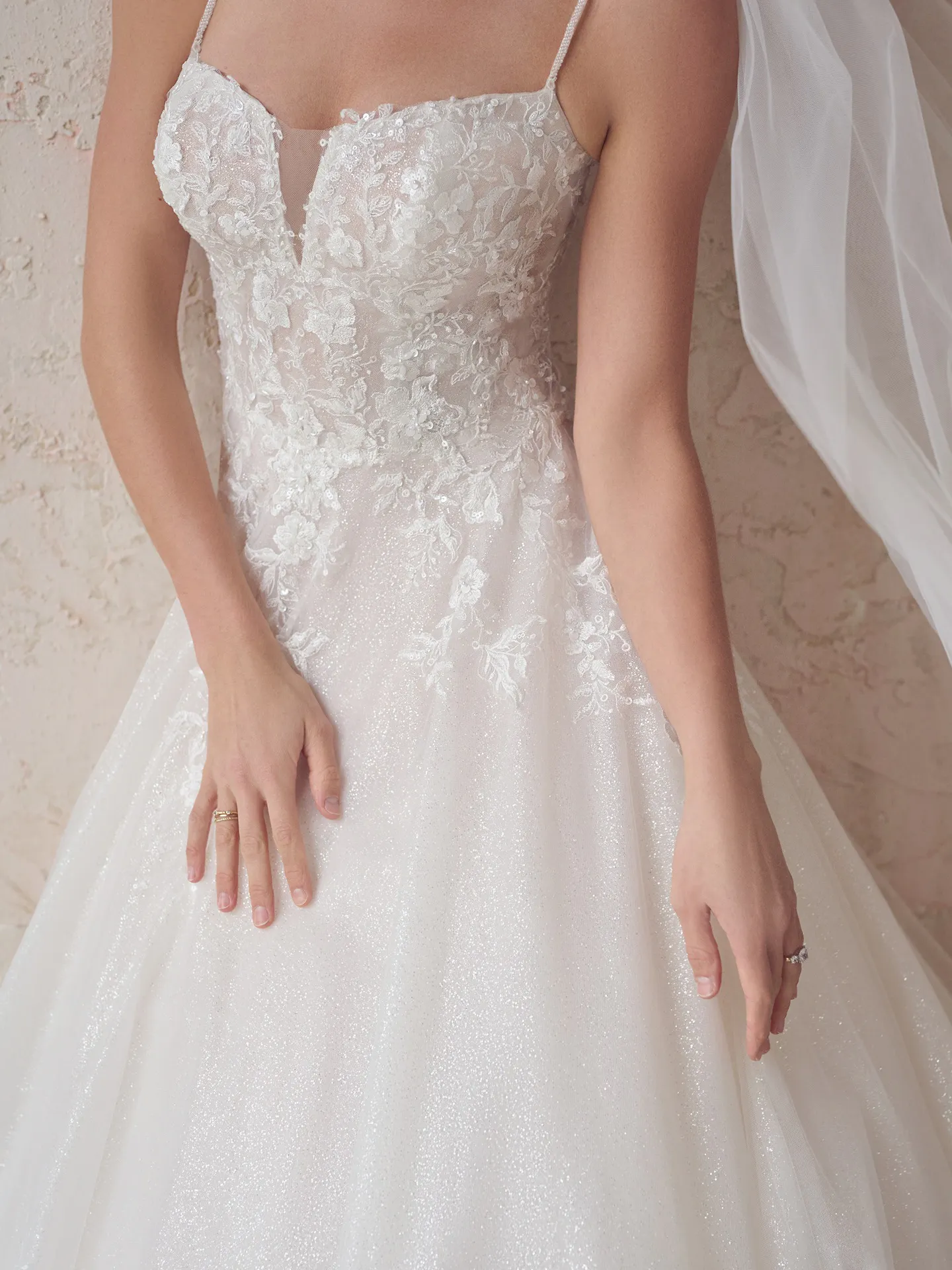 Maggie Sottero Casey sparkly ballgown front view