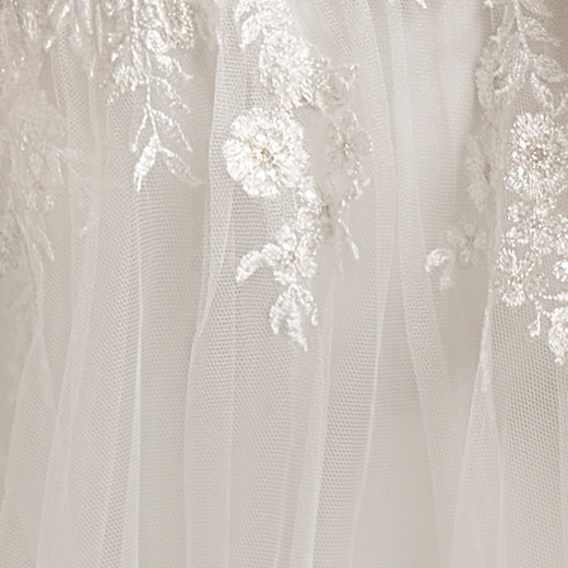 Claudette Cottagecore V-Neck Floral Lace Wedding Dress