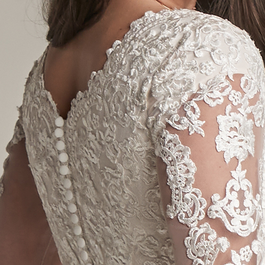 Iris Leigh Lace Fitted Long Sleeve Romantic Wedding Dress