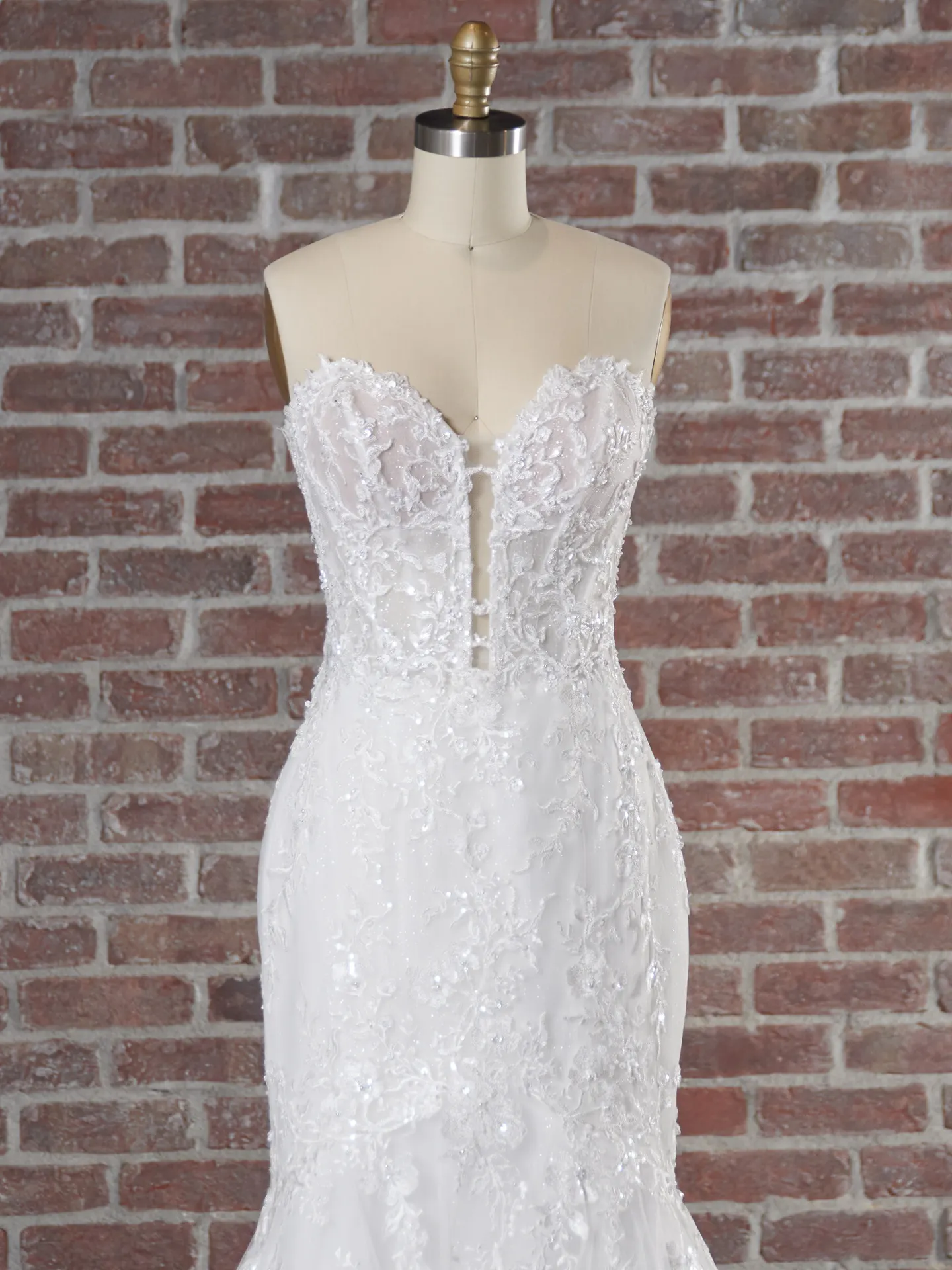 Lennon Floral Beaded Mermaid Gown front view, Maggie Sottero