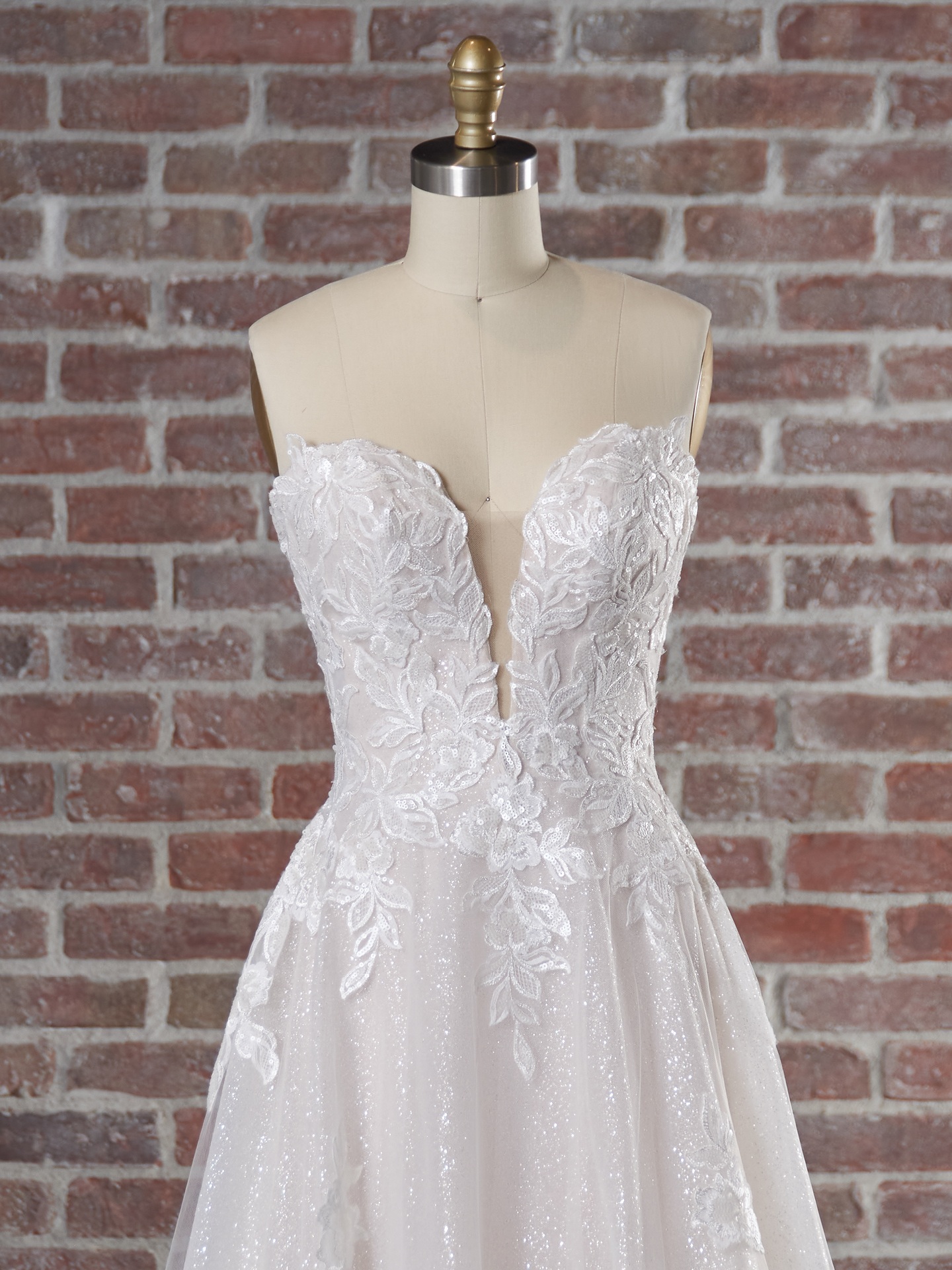 Britney Floral A Line Lace Britney Wedding Dress Maggie Sottero