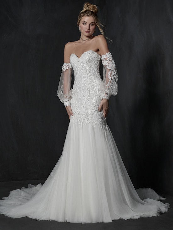 Sottero and Midgley  Fit and Flare Wedding Detachable Sleeves Ezra YYDS0+22SW920000 Alt2