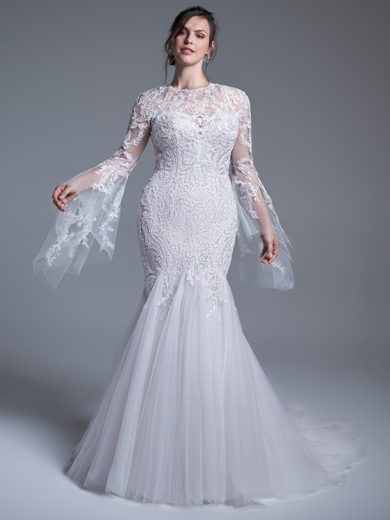 Sottero and Midgley  Fit and Flare Wedding Detachable Bell Sleeves Shane YYDSA+22SS962000 Alt1
