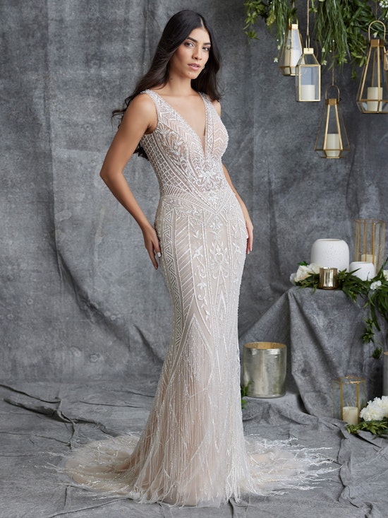 Andrew Art Deco Beaded Sheath Wedding Dress | Sottero and Midgley