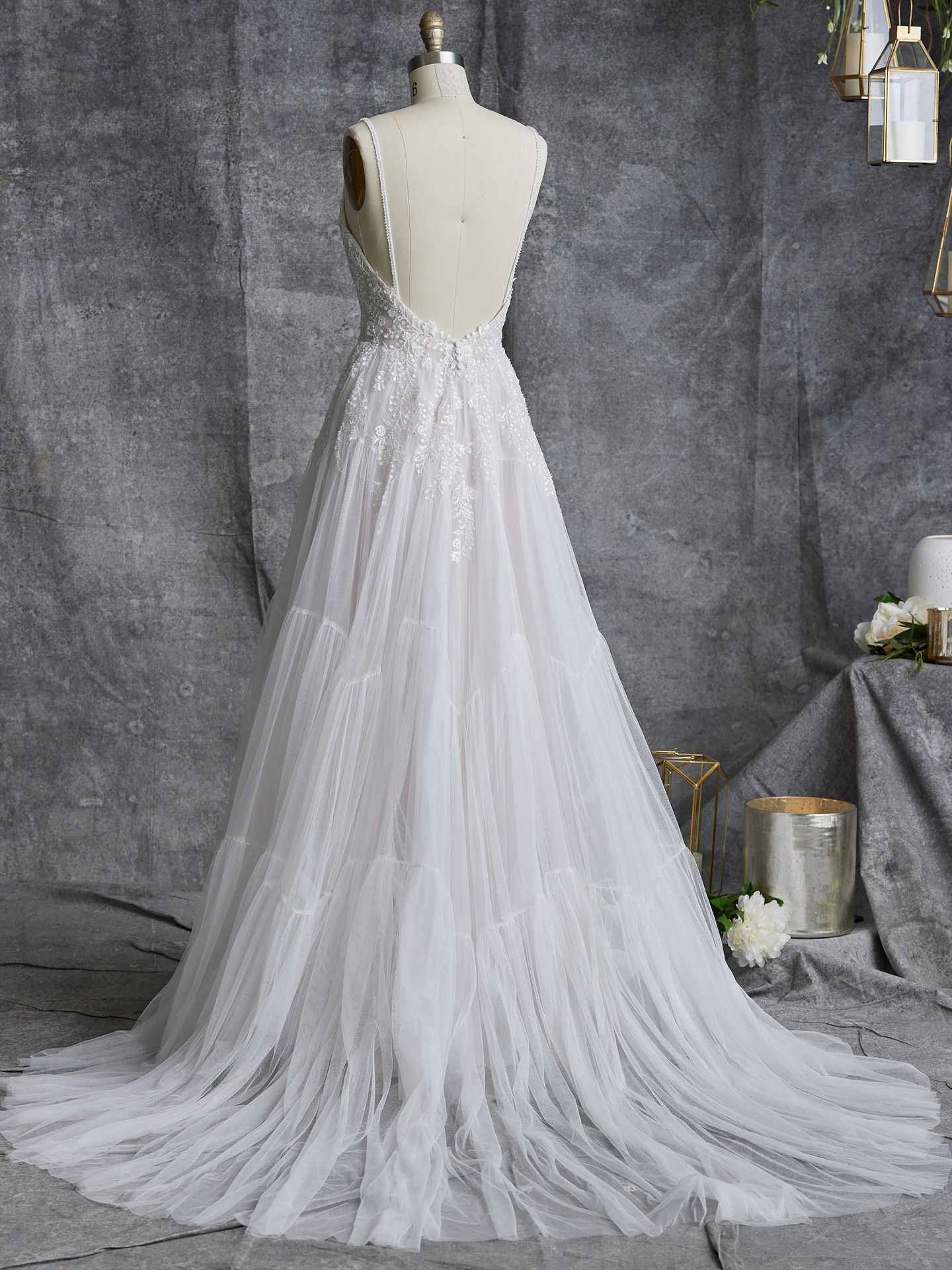 Harriet Backless A-line Boho Wedding Gown | Rebecca Ingram