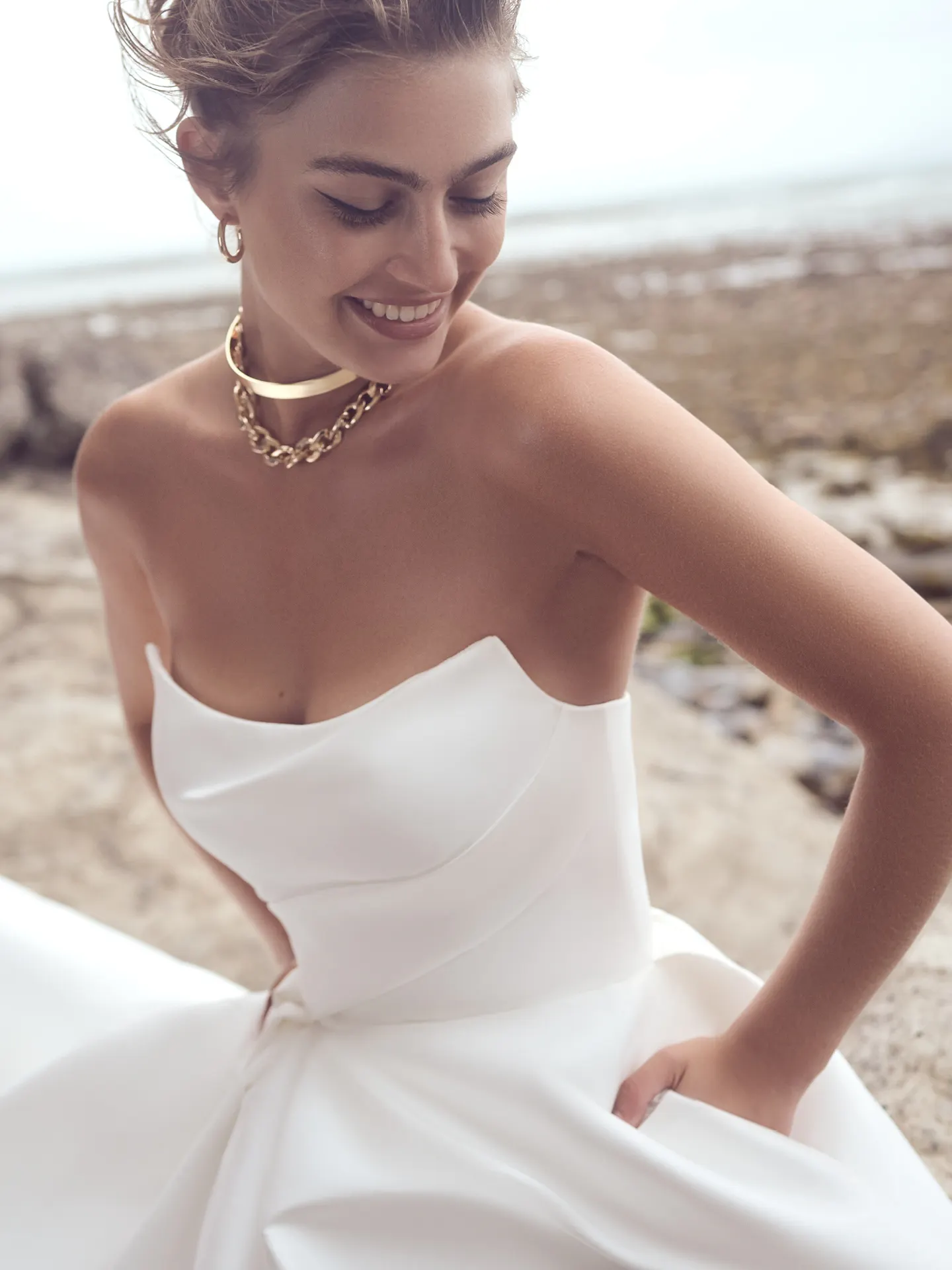 Sottero and Midgley Aspen strapless dress outdoor view