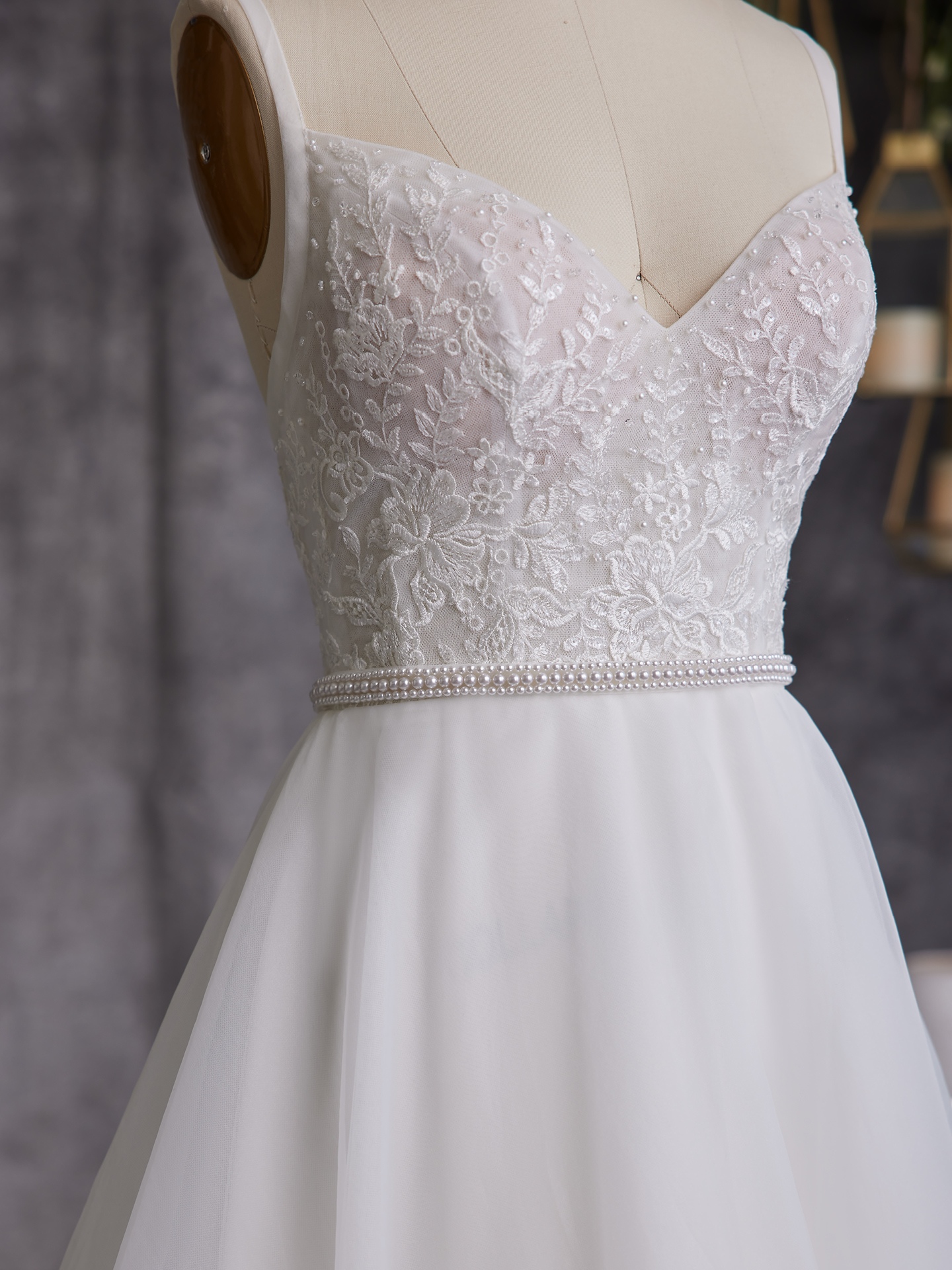 Desia Organza Bridal Gown with Beaded Lace | Rebecca Ingram