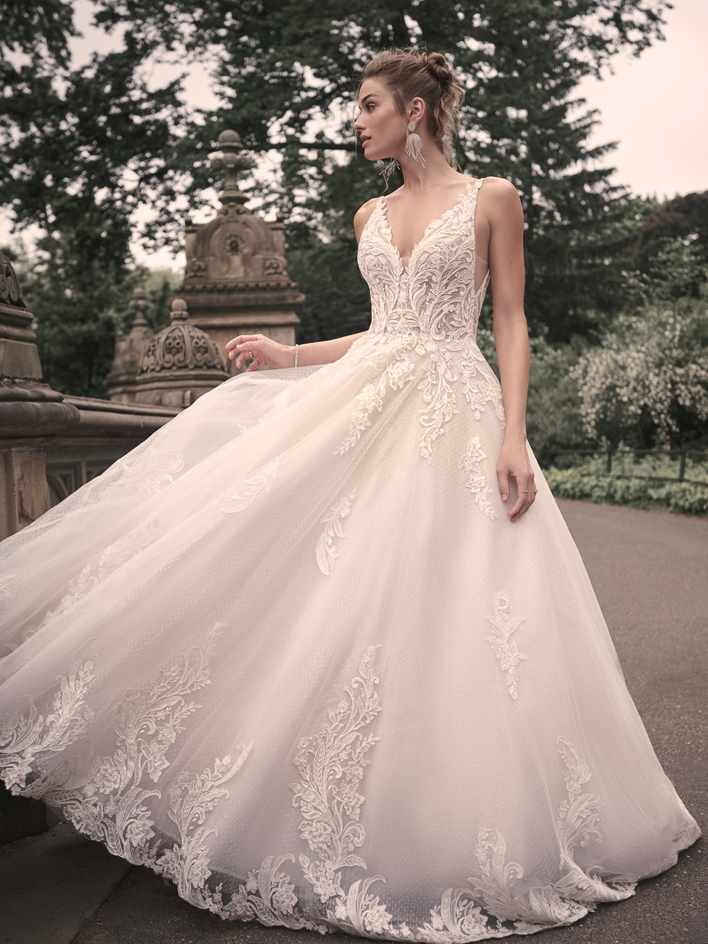 Deep V Neck Lace Wedding Dresses Romantic Bridal Gown With Train WD593 –  Pgmdress