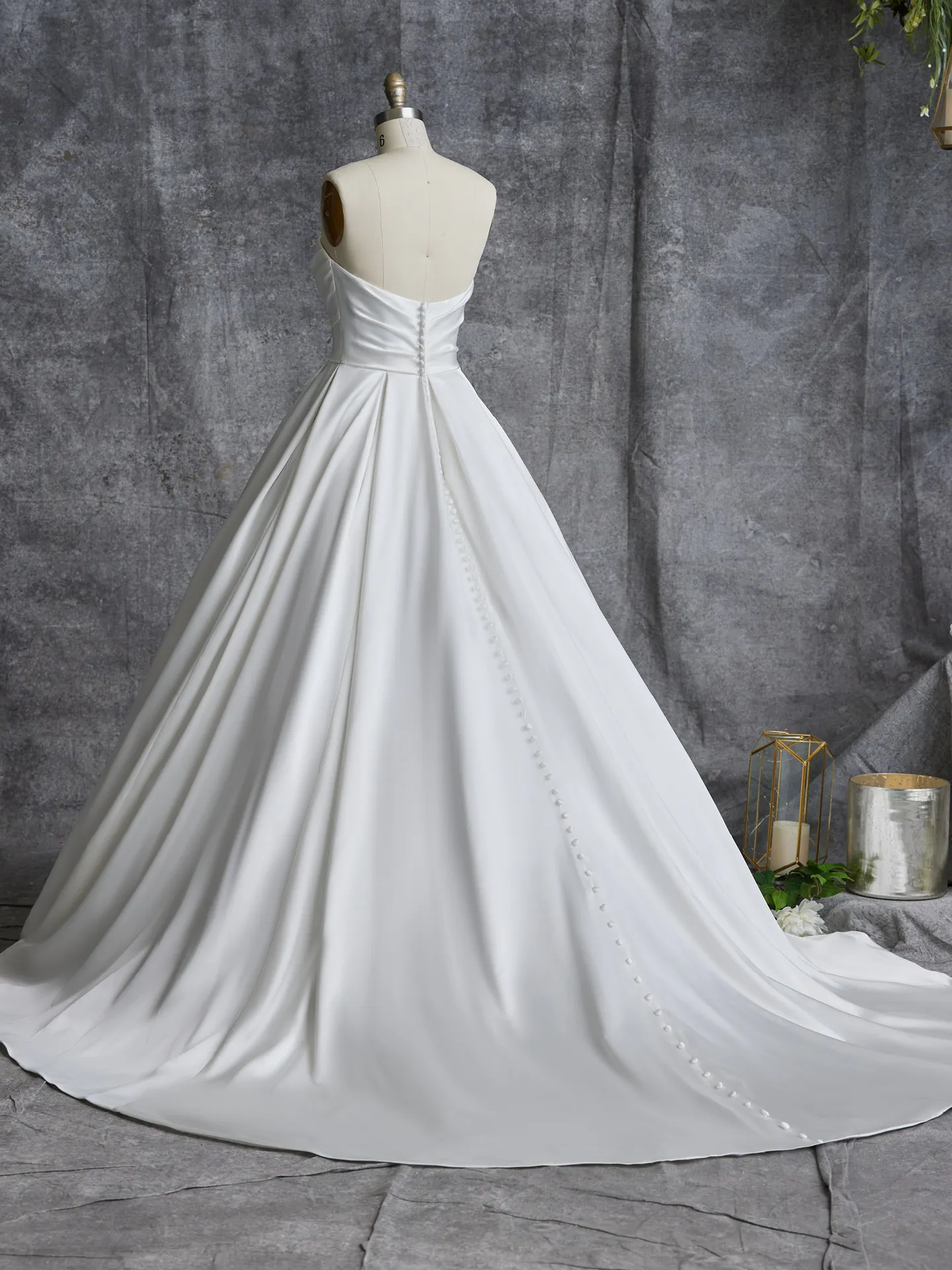 Maggie Sottero Anniston Marie satin ballgown back view