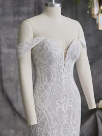 Romantic unique boho illusion lace wedding cap sleeves