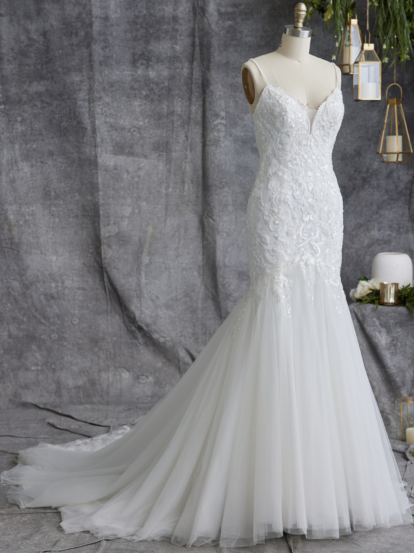 Beatrice Plus Size Beaded Lace Wedding Gown Rebecca Ingram