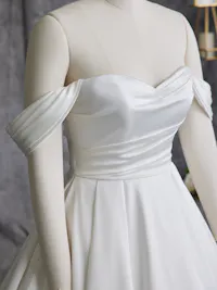 Detachable satin bridal cap sleeves