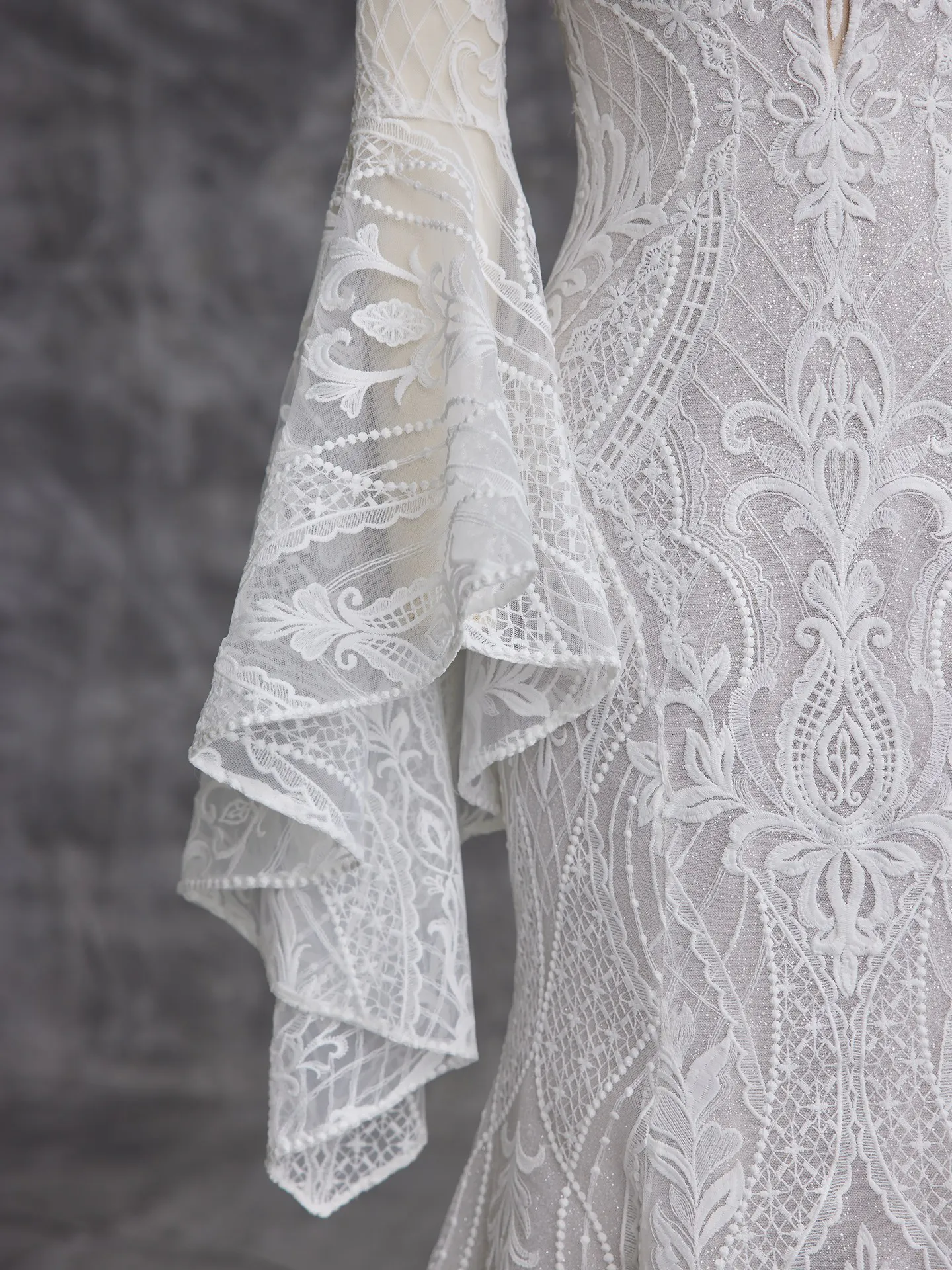Sottero and Midgley Bronson lace sleeve detail fit-and-flare gown