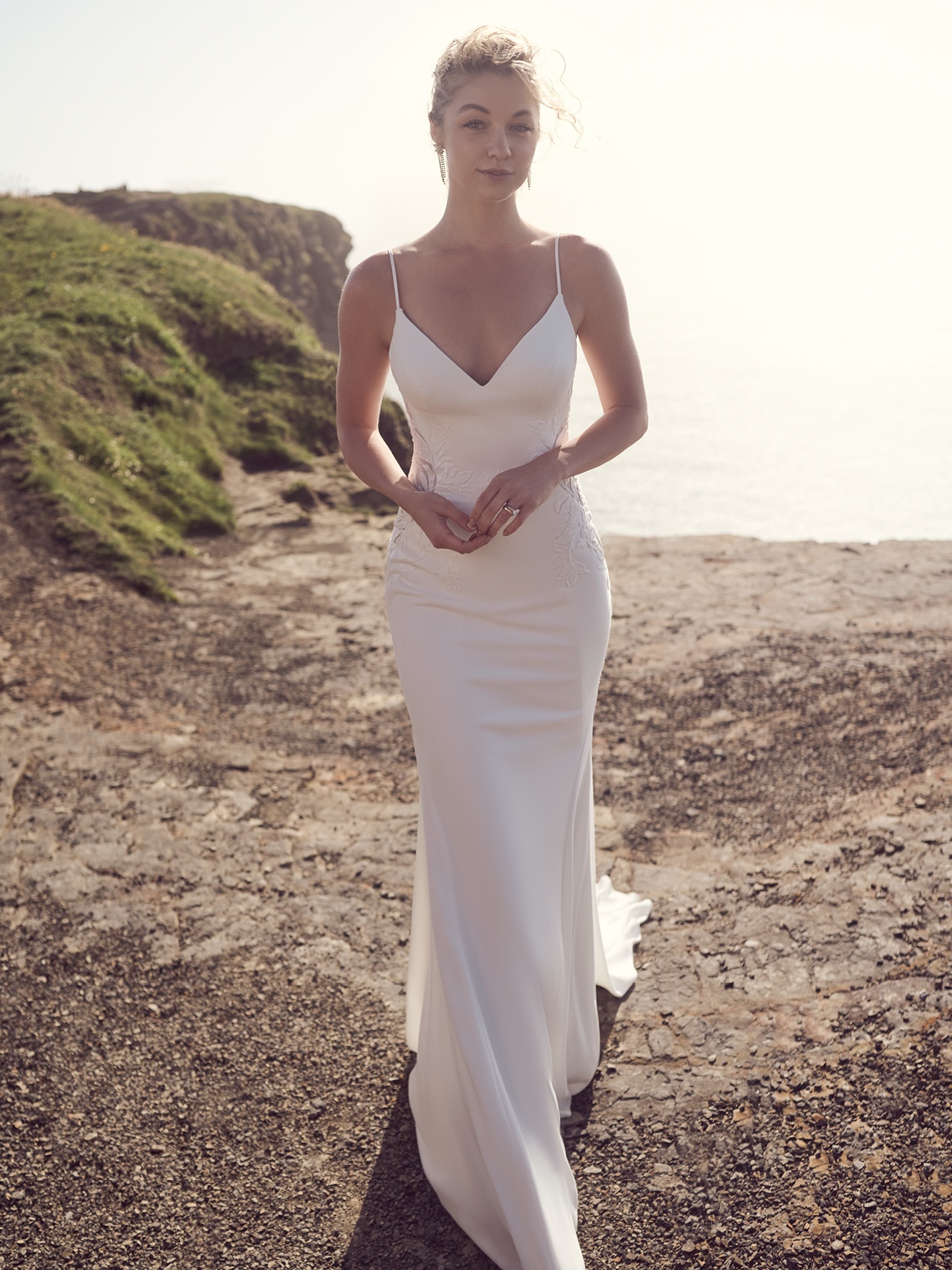 Angie Illusion V-Back Sheath Wedding Dress | Rebecca Ingram