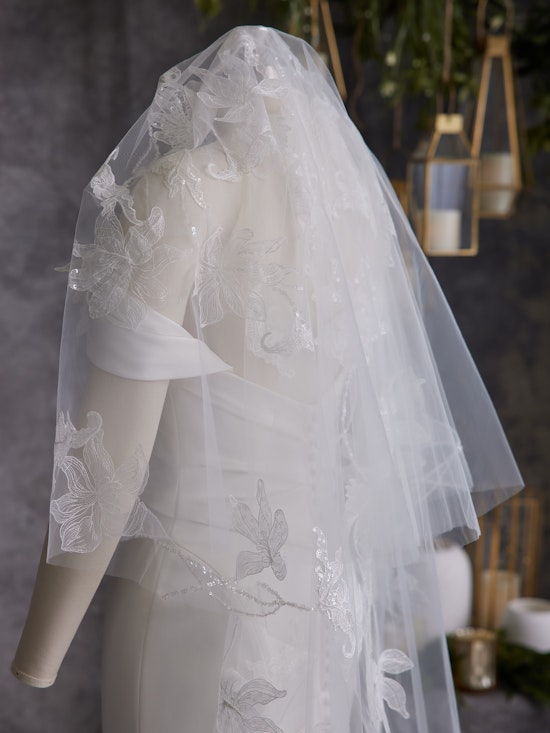 Two tier floral lace wedding veil