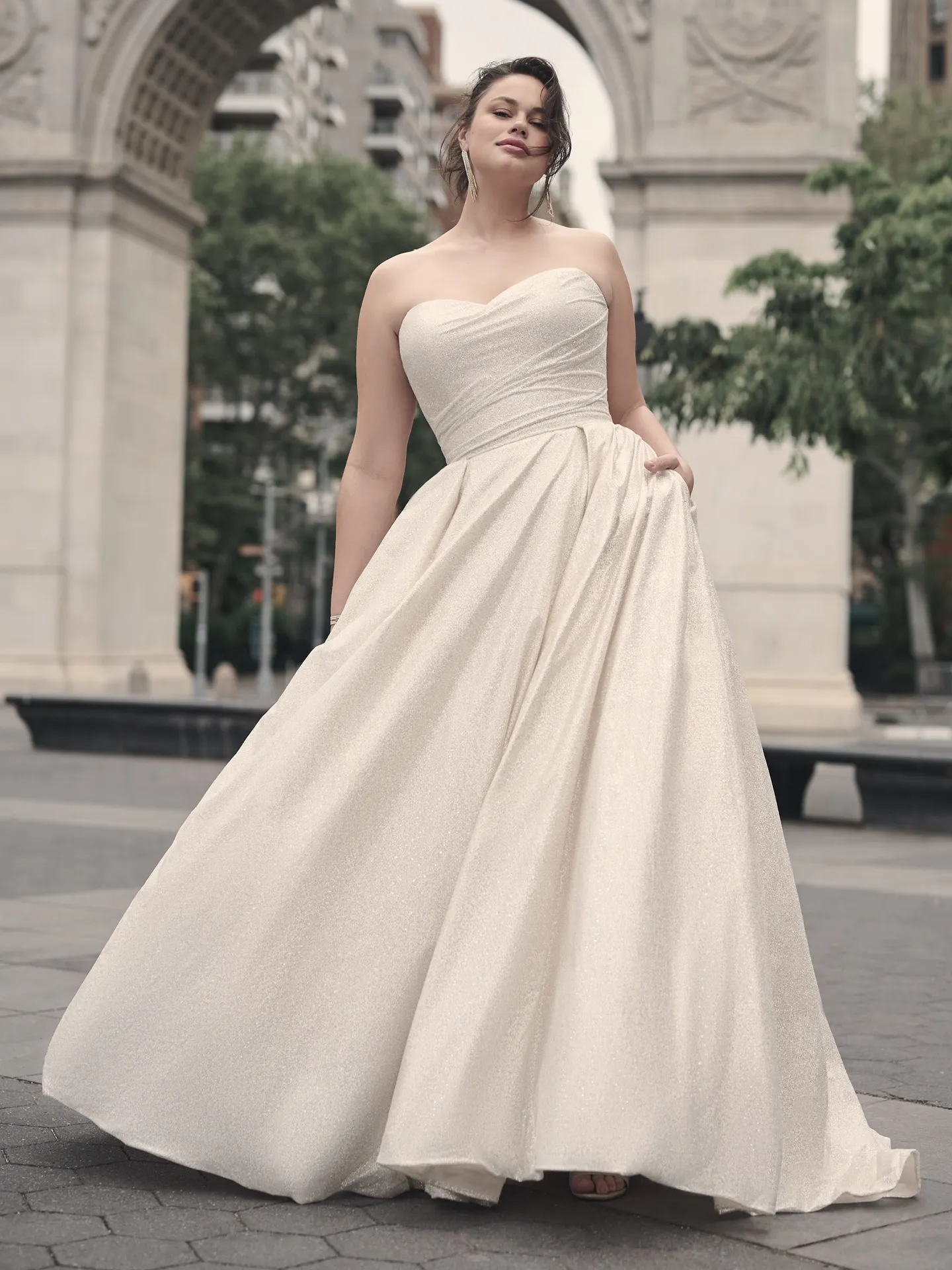 Maggie Sottero Anniston front view shimmery ballgown wedding dress