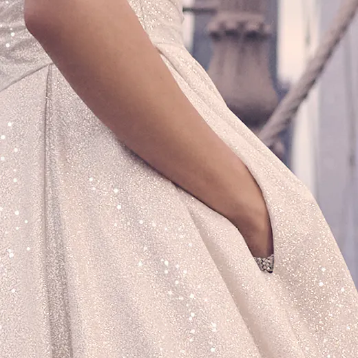 Maggie Sottero Anniston shimmery ballgown side view
