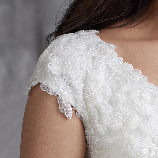 Tilda Leigh Modest Chiffon Wedding Gown | Rebecca Ingram