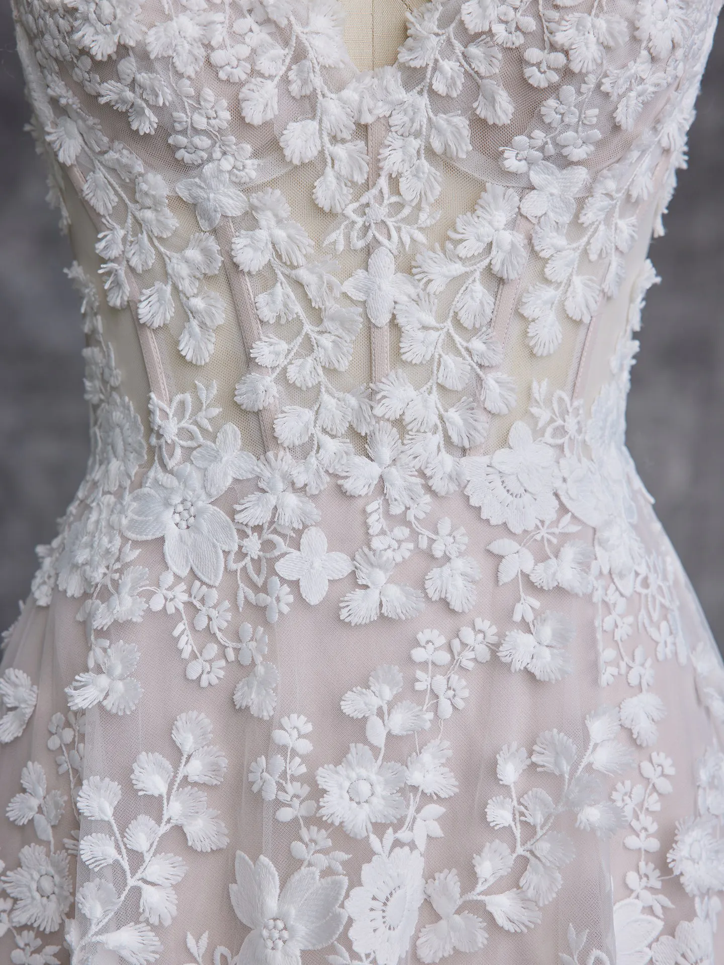 Maggie Sottero Ladonna close-up 3D floral lace detailing