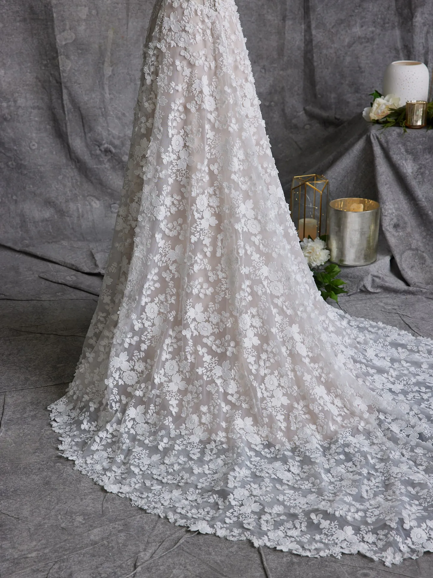 Ladonna romantic 3D floral wedding dress back view Maggie Sottero
